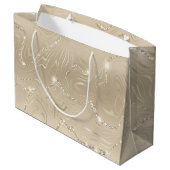 シャンパンラグジュアリーバックグラウンドベージュグリッター ラージペーパーバッグ (裏面アングル)
