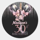 シャンパンラグジュアリー30歳パーソナライズされた誕生日 ラウンドシール (正面)