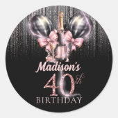 シャンパンラグジュアリー40歳パーソナライズされた誕生日 ラウンドシール (正面)