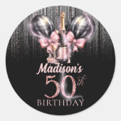 シャンパンラグジュアリー50誕生日 パーソナライズされた ラウンドシール (正面)