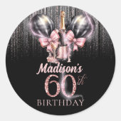 シャンパンラグジュアリー60誕生日 パーソナライズされた ラウンドシール (正面)