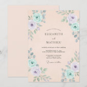 シャンパンラベンダーアクアペオニーの結婚式 招待状 (正面/裏面)