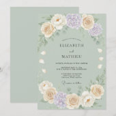 シャンパンラベンダー色のソフトな芍薬のウェディング 招待状 (正面/裏面)