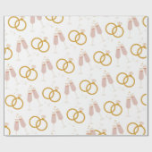 シャンパンリングや輪結婚のブライダルシャワーギフトラップ ラッピングペーパー (フラット)