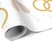 シャンパンリングや輪結婚のブライダルシャワーギフトラップ ラッピングペーパー (ロールコーナー)