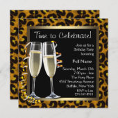 シャンパンレオパードバースデーパーティ招待状 招待状 (正面/裏面)
