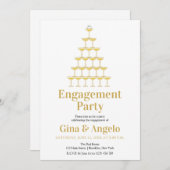 シャンパンレトロスタイル婚約パーティ 招待状 (正面/裏面)