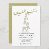 シャンパンレトロブライダルシャワー 招待状 (正面/裏面)