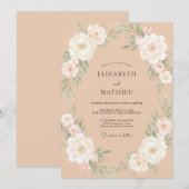 シャンパンロマンティック・芍薬の結婚式 招待状 (正面/裏面)