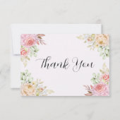 シャンパンローズのエレガントなウェディング サンキューカード (正面)