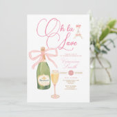 シャンパンワインピンクボウパリテーマブライダルシャワー 招待状 (スタンド正面)