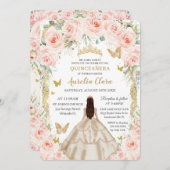 シャンパンヴィンテージ金ゴールド赤面フローラキンセアニラ 招待状 (正面/裏面)