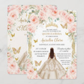 シャンパンヴィンテージ金ゴールド赤面フローラキンセアニラ 招待状 (正面/裏面)