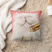 シャンパン付きの猫 クッション (ブランケット)