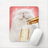 シャンパン付きの猫 マウスパッド (マウス)