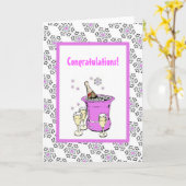 シャンパン付きピンクアイスバケット カード (黄色い花)