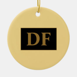 シャンパン付き金ゴールドイニシャルセラミックオーナメント セラミックオーナメント