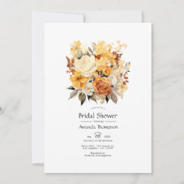 シャンパン及びアイボリーフローラブライダルシャワー 招待状