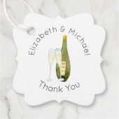 シャンパン図解入りの、写真付きのトーストサンキューメッセージカード フェイバータグ (正面)