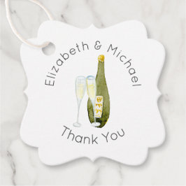 シャンパン図解入りの、写真付きのトーストサンキューメッセージカード フェイバータグ