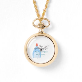 シャンパン弾ける ブルーの結婚前お披露目パーティー  追加:名前 日付 腕時計