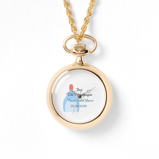 シャンパン弾ける ブルーの結婚前お披露目パーティー  追加:名前 日付 腕時計 (正面)