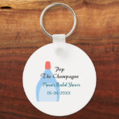 シャンパン弾ける ブルー ブライダルシャワー 名前 日付を追加 キーホルダー (裏面)