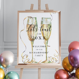シャンパン新年のイブパーティーウェルカムサイン ポスター