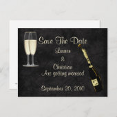 シャンパン日付の保存（黒） 案内ポストカード (正面/裏面)