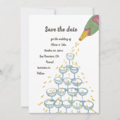 シャンパン水の色お洒落日付を保存 招待状 (正面)