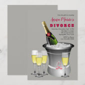 シャンパン祝い離婚パーティーのご案内 招待状 (正面/裏面)