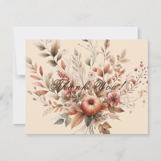 シャンパン秋結婚の感謝サンキューカード サンキューカード (裏面)