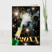 シャンパン紙吹雪ハッピーニューイヤークリスマスパーティー 箔シーズンカード (正面)