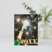 シャンパン紙吹雪ハッピーニューイヤー応援 モダン シーズンポストカード (スタンド正面)