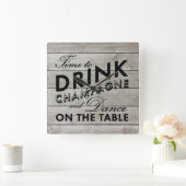 シャンパン素朴の壁時計を飲む時間 スクエア壁時計 (ホーム)