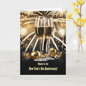 シャンパン結婚で大晦日を迎える カード (黄色い花)