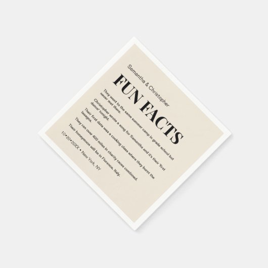 シャンパン結婚のカスタマイズ可能なおもしろいファクトリスト スタンダードカクテルナプキン (角)