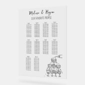 シャンパン結婚タワーの座席表18x24 アクリルサイン (傾斜)