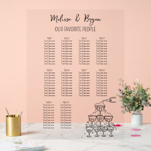 シャンパン結婚タワーの座席表18x24 アクリルサイン