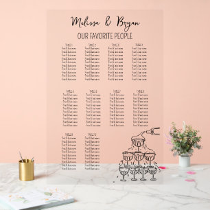 シャンパン結婚タワー10台の座席表 アクリルサイン