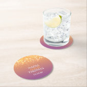 シャンパン結婚パープルゴールデン紙コースター ラウンドペーパーコースター (インサイチュ)