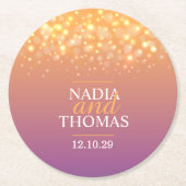 シャンパン結婚パープルゴールデン紙コースター ラウンドペーパーコースター (正面)