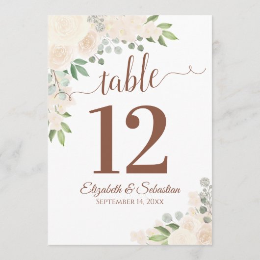 シャンパン結婚フローラのテーブル番号カード大 (裏面)