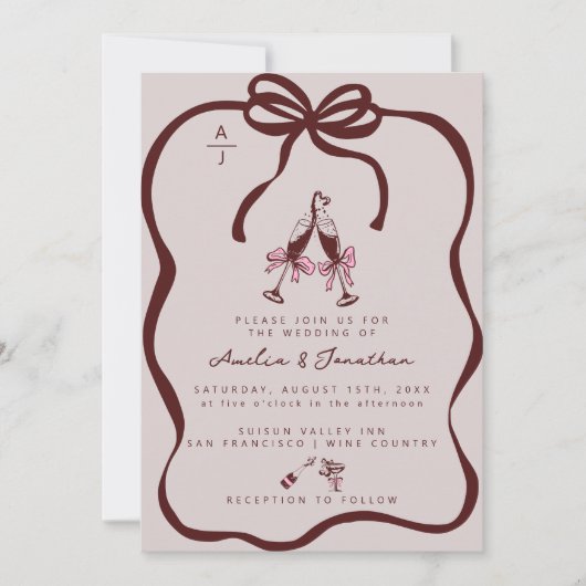 シャンパン結婚式招待状 招待状 (正面)