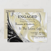 シャンパン絹に銀の黒 インビテーションポストカード (正面/裏面)