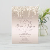 シャンパン色の編集可能な結婚式招待状 招待状 (スタンド正面)