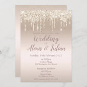 シャンパン色の編集可能な結婚式招待状 招待状 (正面/裏面)