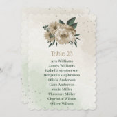 シャンパン花の緑のシーティングチャートカード 招待状 (正面/裏面)