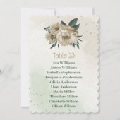 シャンパン花の緑のシーティングチャートカード 招待状 (正面)