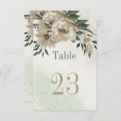 シャンパン花の緑の植物表の番号 招待状 (正面/裏面)